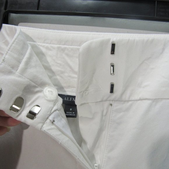 💞Alfani Womens Ruffled Slim Leg Ankle Pants White - Picture 4 of 12